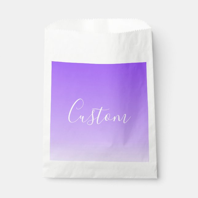 Cursive Script Name & Editable Light Purple Ombre  Favor Bag (Front)