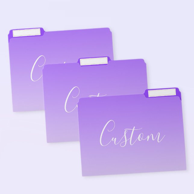 Cursive Script Name & Editable Light Purple Ombre  File Folder (Creator Uploaded)