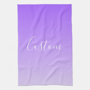 Cursive Script Name & Editable Light Purple Ombre  Kitchen Towel