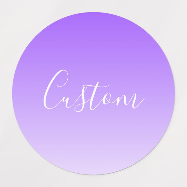 Cursive Script Name & Editable Light Purple Ombre  Labels (Design 1)