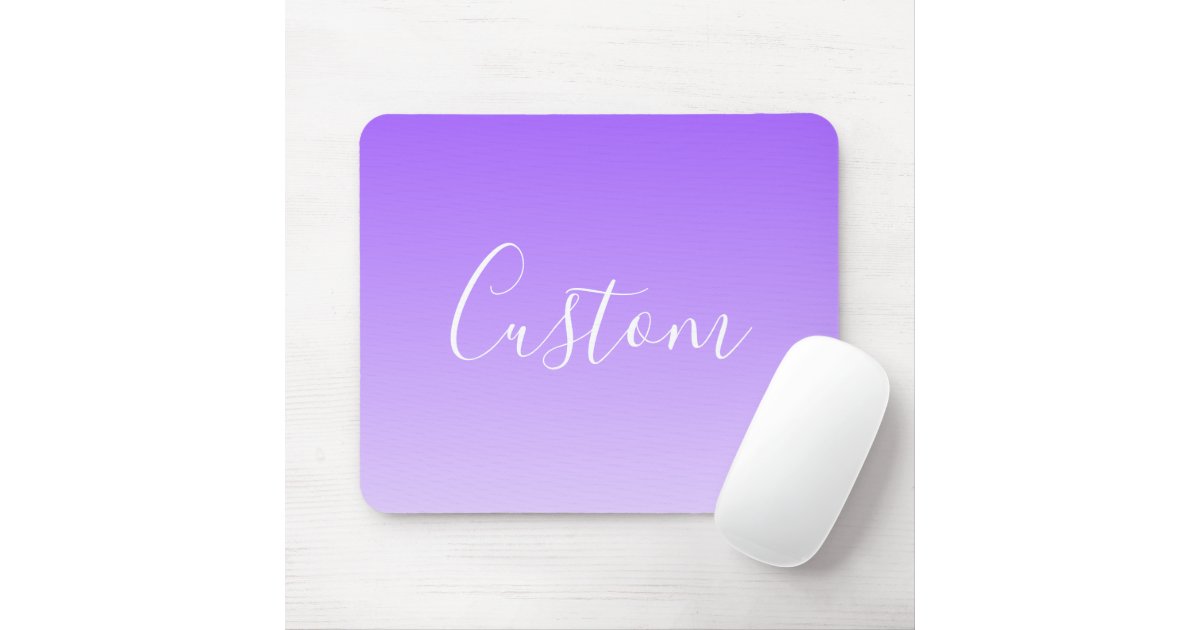 Cursive Script Name & Editable Light Purple Ombre Mouse Pad | Zazzle