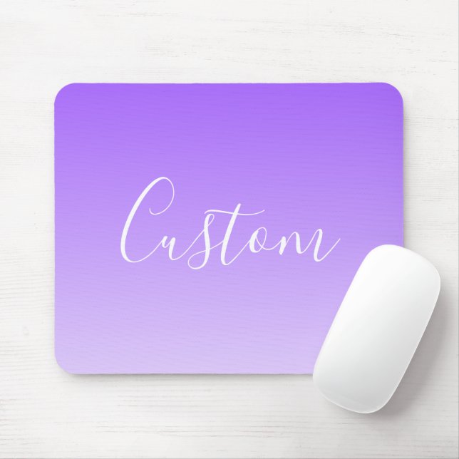 Cursive Script Name & Editable Light Purple Ombre  Mouse Pad (With Mouse)