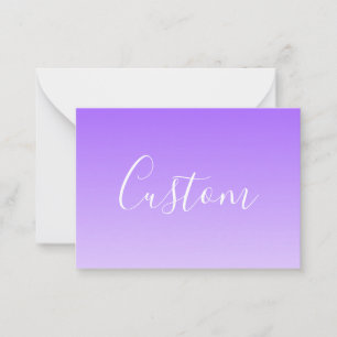 Cursive Script Name & Editable Light Purple Ombre  Note Card
