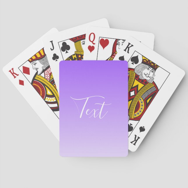 Cursive Script Name & Editable Light Purple Ombre  Poker Cards (Back)