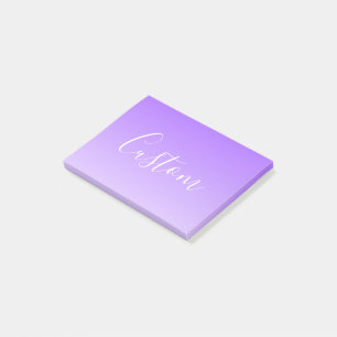 Cursive Script Name & Editable Light Purple Ombre Post-it Notes