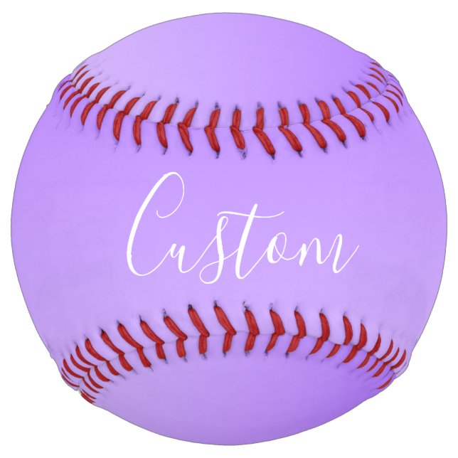 Cursive Script Name & Editable Light Purple Ombre  Softball (Front)