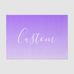 Cursive Script Name & Editable Light Purple Ombre Tissue Paper