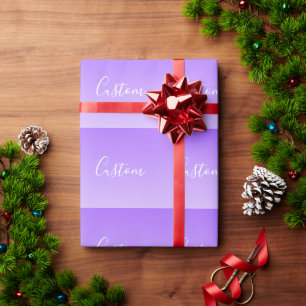 Cursive Script Name & Editable Light Purple Ombre Wrapping Paper