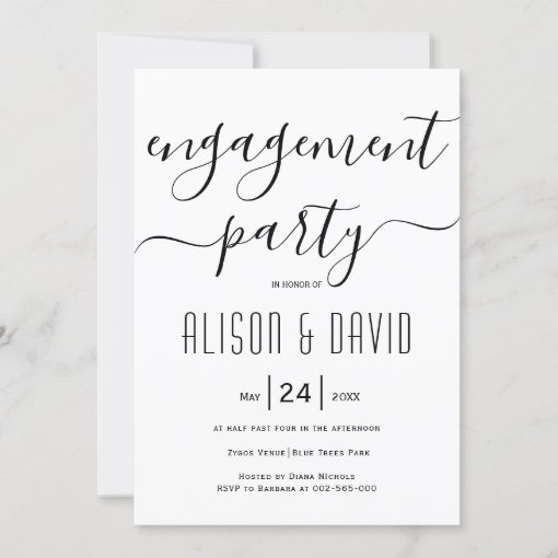 Cursive script typography wedding engagement party invitation | Zazzle