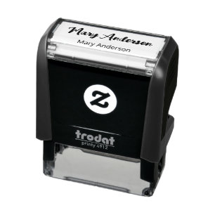 Cursive Signature and Printed Name Text Template Self-inking Stamp