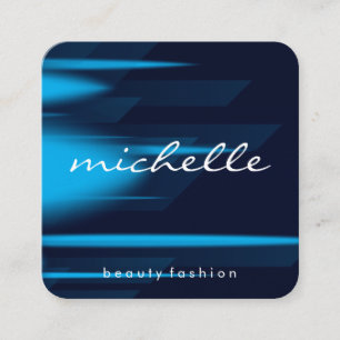 Cursive Text Blue Hues Background Square Business Card