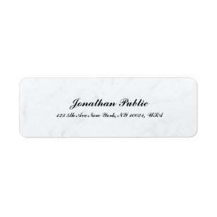 Cursive Text White Marble Modern Simple Template Label