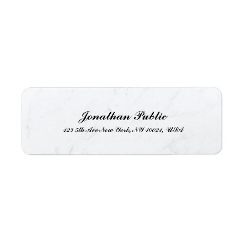 Cursive Text White Marble Modern Simple Template Label