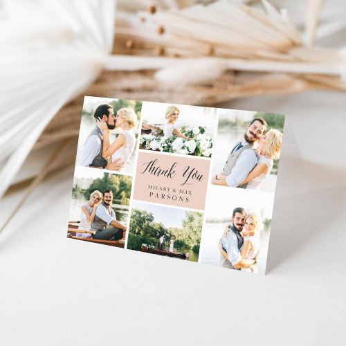 Cursive  Wedding Photo Collage Thank You