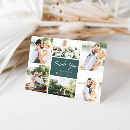 Cursive | Wedding Photo Collage Thank You Card