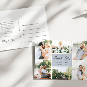 Cursive Wedding Photo Collage Thank You Postcard