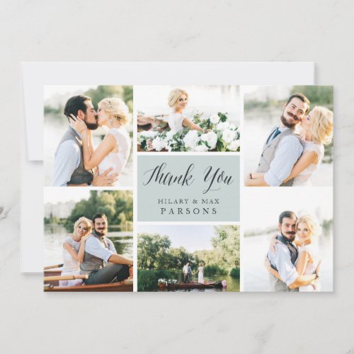 Cursive  Wedding Photo Flat Thank You Card