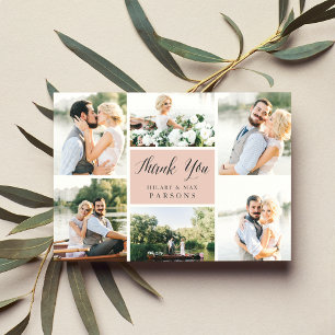 Cursive Wedding Photo Flat Thank You Card