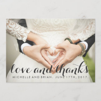 Cursive Wedding Photo Thank You Card