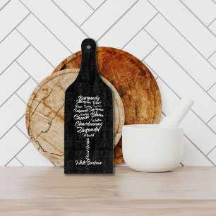 Cursive Wine Typography in black and white Cutting Board