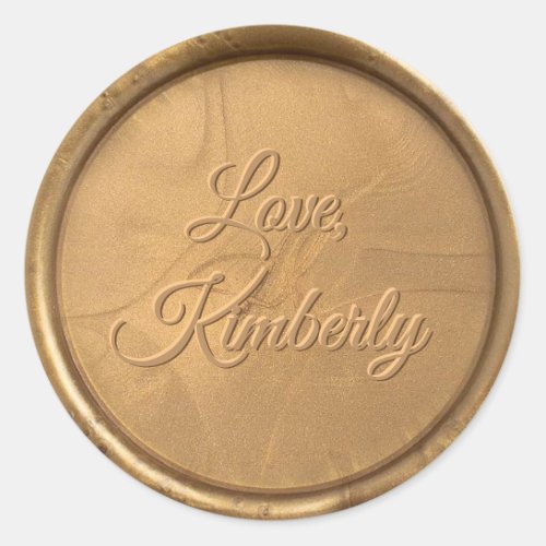 Cursive With Love Antique Gold Wax Seal Sticker