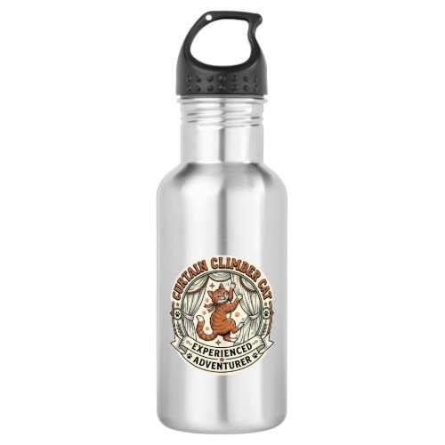 Curtain Climber Cat Curtain Climber Cat Vintage Ve Stainless Steel Water Bottle