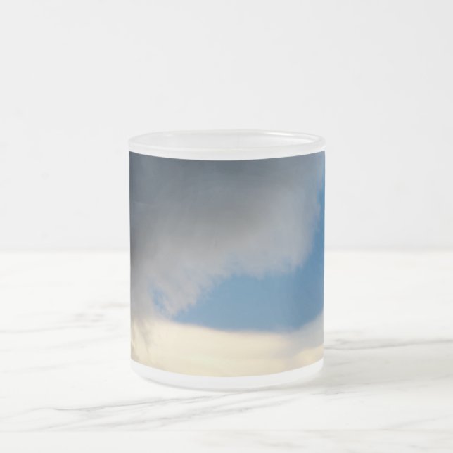 curtain of clouds frosted glass coffee mug (Center)