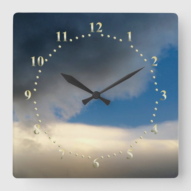 curtain of clouds square wall clock (Front)