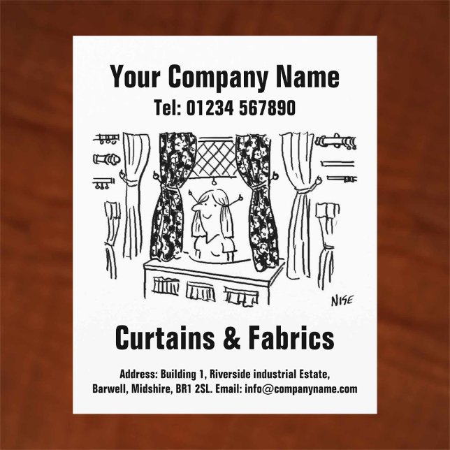 Curtains & Fabrics Cartoon Design Flyer (Creator Uploaded)