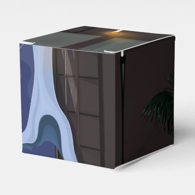 Curtains Flowing in a breeze Favor Boxes (Front Side)