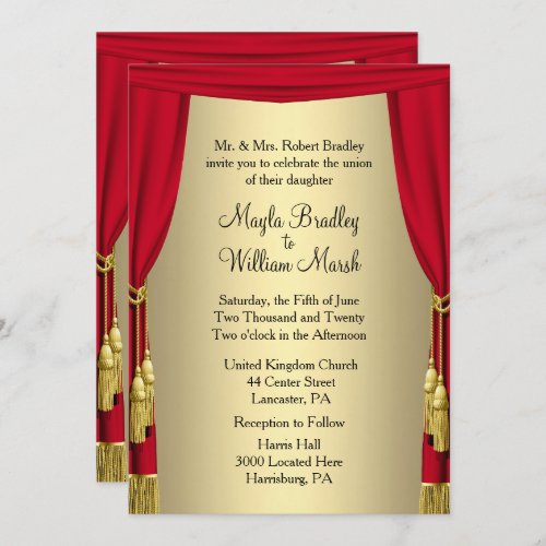 Curtains Theater Wedding Theme Invitation