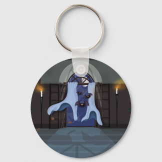 Curtains waving in the night keychain