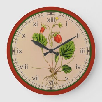 Curtis Botanical Strawberry Wall Clock In 3 Styles by ClockCorner at Zazzle