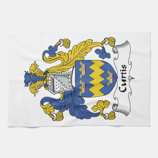 Curtis Family Crest Kitchen Towel (Horizontal)