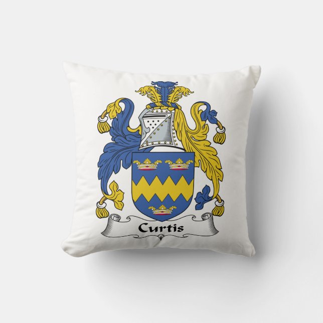 Curtis Family Crest Throw Pillow (Front)
