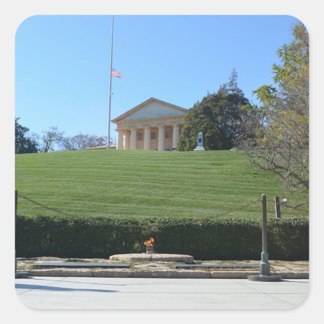 Curtis-Lee Mansion & JFK Flame Square Sticker (Front)