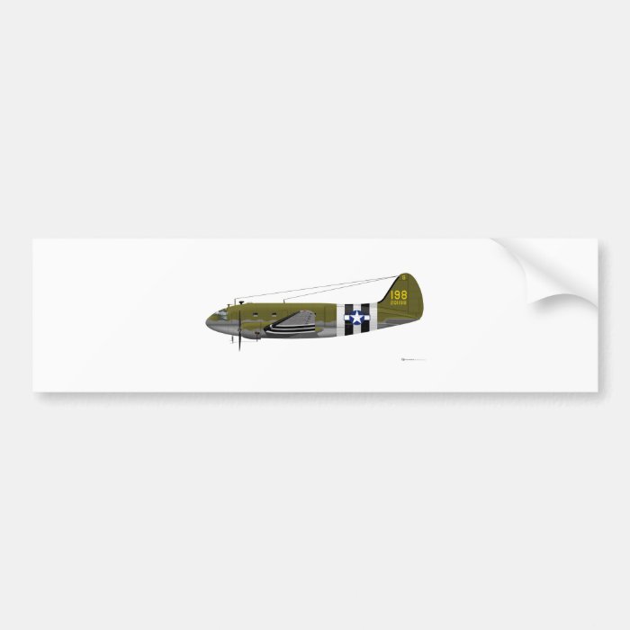 Curtiss C 46 Commando Invasion Stripes Bumper Stickers