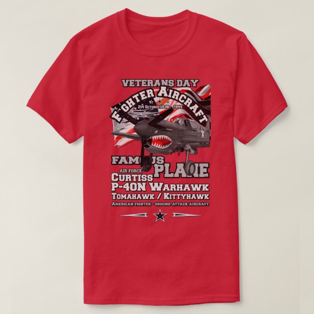 Curtiss P40 Warhawk attack aircraft T-Shirt (Design Front)
