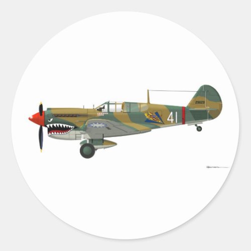 Curtiss P_40 Warhawk Classic Round Sticker
