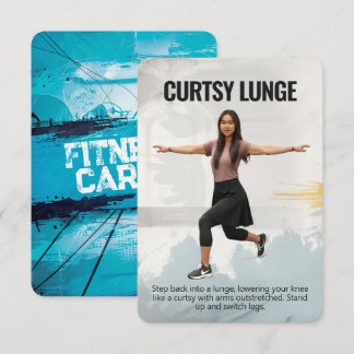 Curtsy Lunge Fitness Card with Blue Backing