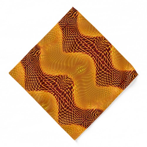 Curva laranja e pontos dourados sobre fundo marrom bandana