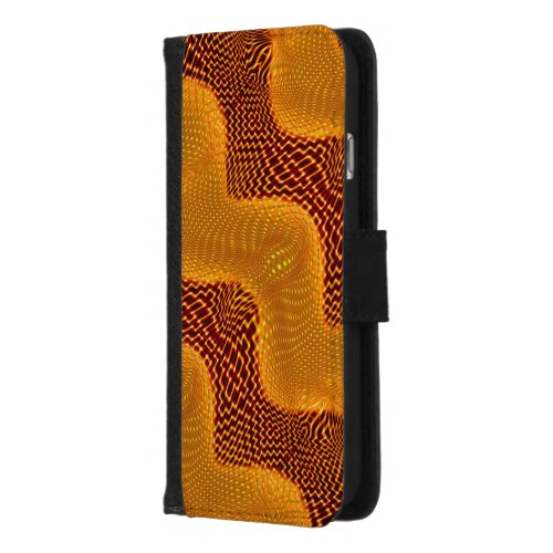 Curva laranja e pontos dourados sobre fundo marrom iPhone 87 wallet case