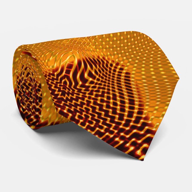 Curva laranja e pontos dourados sobre fundo marrom neck tie (Rolled)