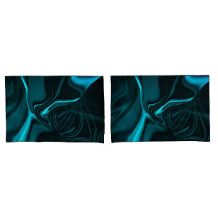 Curve and folds cyan nickeled on dark fund pillow case