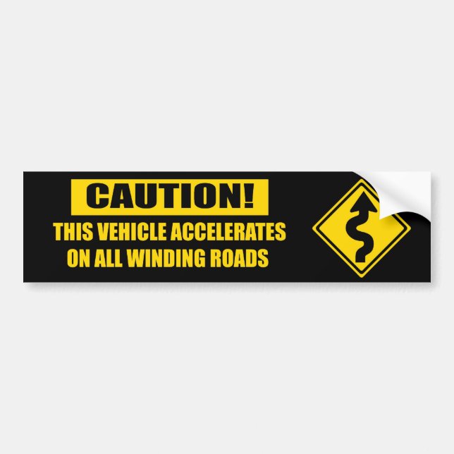Curve Caution - black Bumper Sticker (Front)