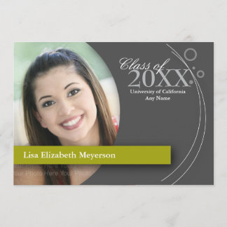 Curve & Dots Graduation: Custom Green Invitation