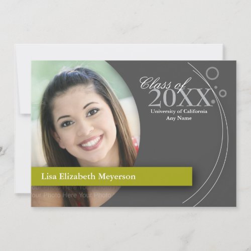 Curve &amp; Dots Graduation: Custom Green Custom Announcement