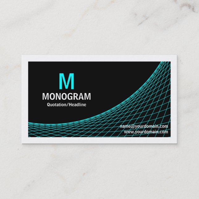 Curve II - Cyan on Black Business Card (Front)