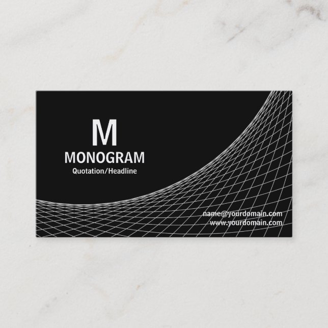 Curve - Silver Gray on Black Business Card (Front)