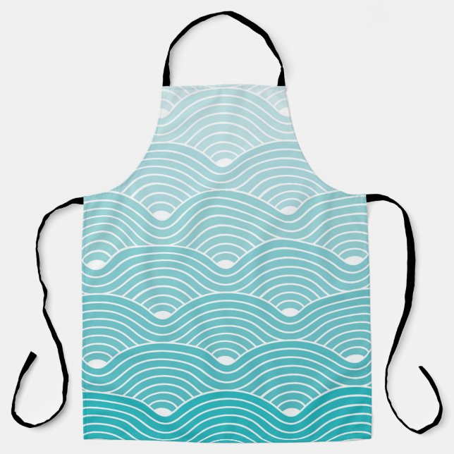 Curve Waves Geometric Pattern background, Vintage  Apron (Front)
